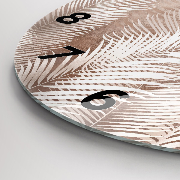 Orologio rotondo in vetro Foglie tropicali boho