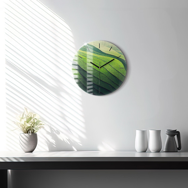 Orologio rotondo in vetro Campi verdi astratti