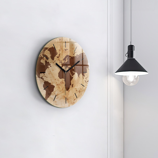 Orologio rotondo Mappa del mondo d'epoca