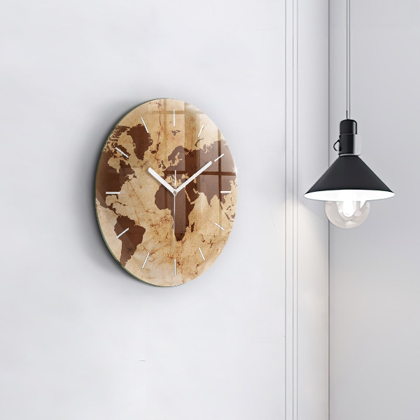 Orologio rotondo Mappa del mondo d'epoca