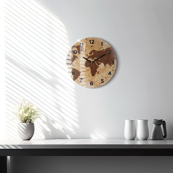 Orologio rotondo Mappa del mondo d'epoca