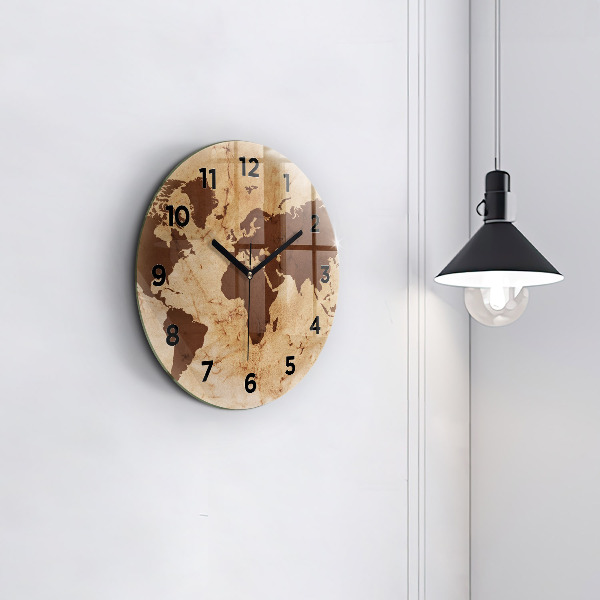 Orologio rotondo Mappa del mondo d'epoca