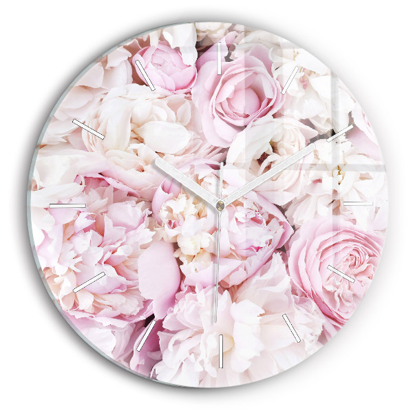 Orologio rotondo in vetro Fiori decorativi