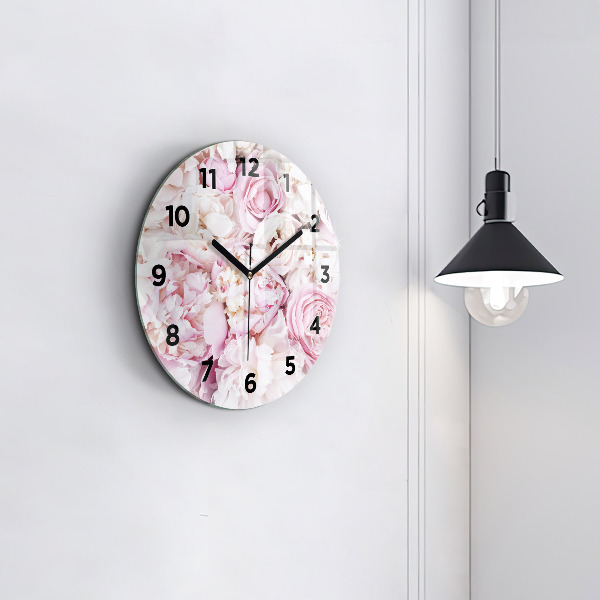 Orologio rotondo in vetro Fiori decorativi