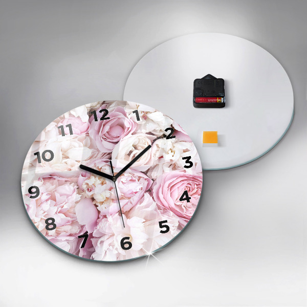 Orologio rotondo in vetro Fiori decorativi