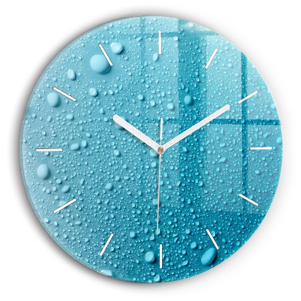 Orologio rotondo in vetro Gocce d'acqua sul vetro