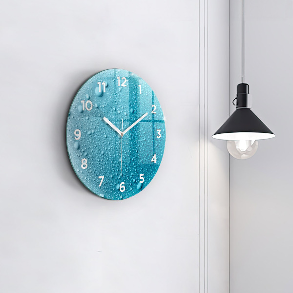 Orologio rotondo in vetro Gocce d'acqua sul vetro