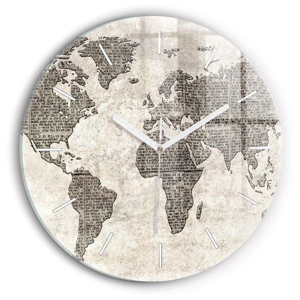 Orologio rotondo in vetro Giornale con mappa del mondo