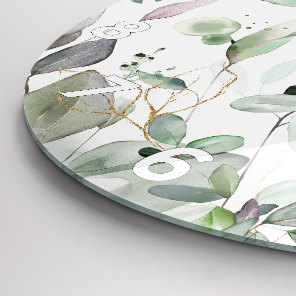 Orologio rotondo in vetro Foglie di piante