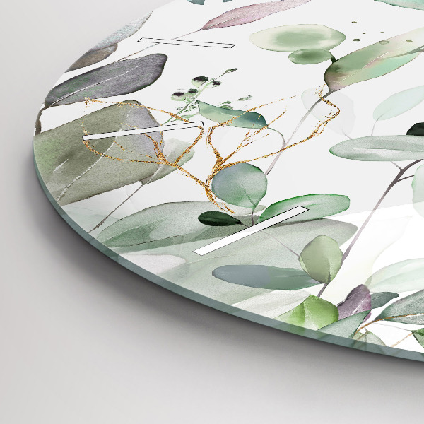 Orologio rotondo in vetro Foglie di piante