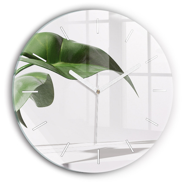 Orologio rotondo in vetro Foglie astratte