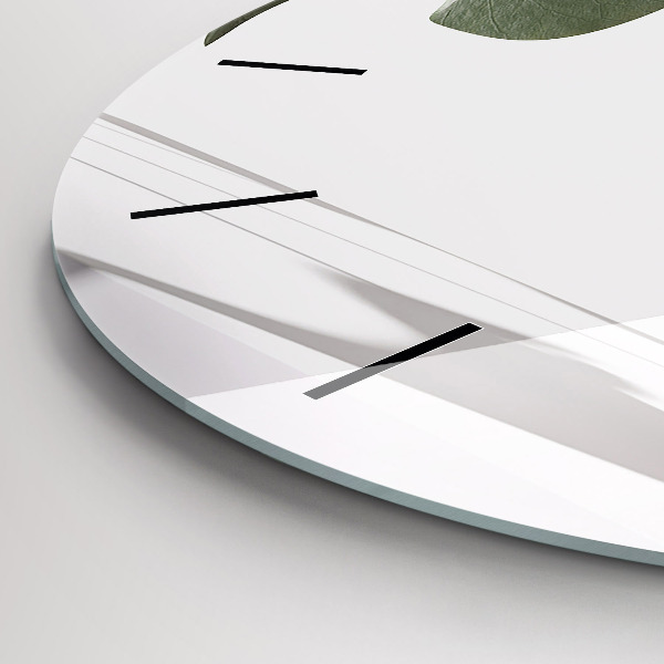 Orologio rotondo in vetro Foglie astratte