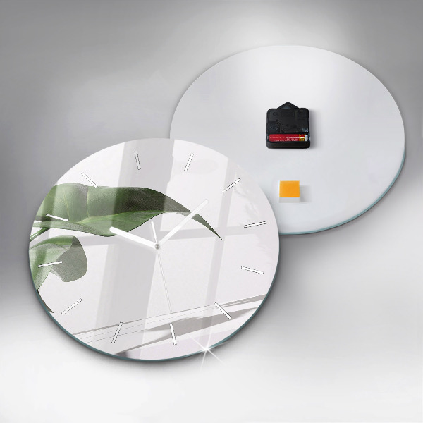 Orologio rotondo in vetro Foglie astratte