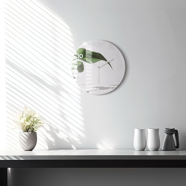 Orologio rotondo in vetro Foglie astratte