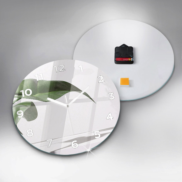 Orologio rotondo in vetro Foglie astratte