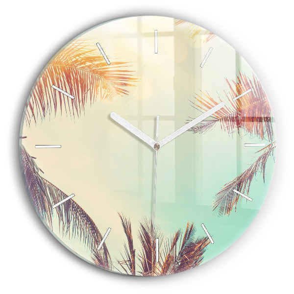 Orologio rotondo in vetro Palme tropicali