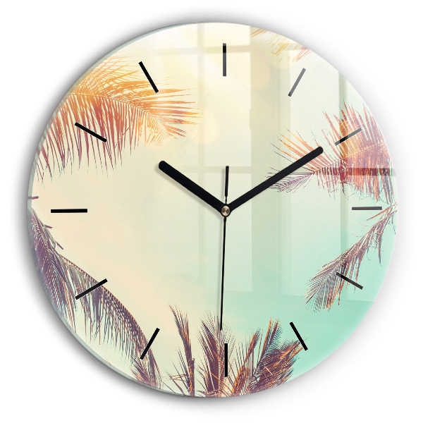 Orologio rotondo in vetro Palme tropicali