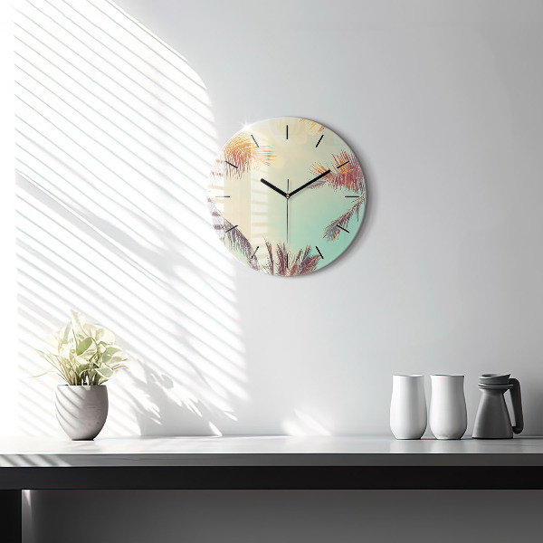 Orologio rotondo in vetro Palme tropicali