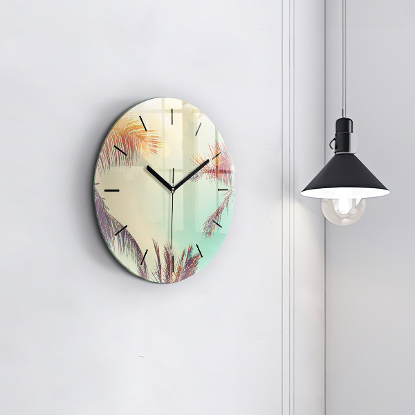 Orologio rotondo in vetro Palme tropicali