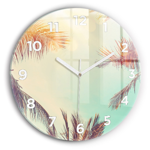 Orologio rotondo in vetro Palme tropicali