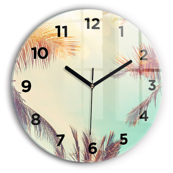 Orologio rotondo in vetro Palme tropicali