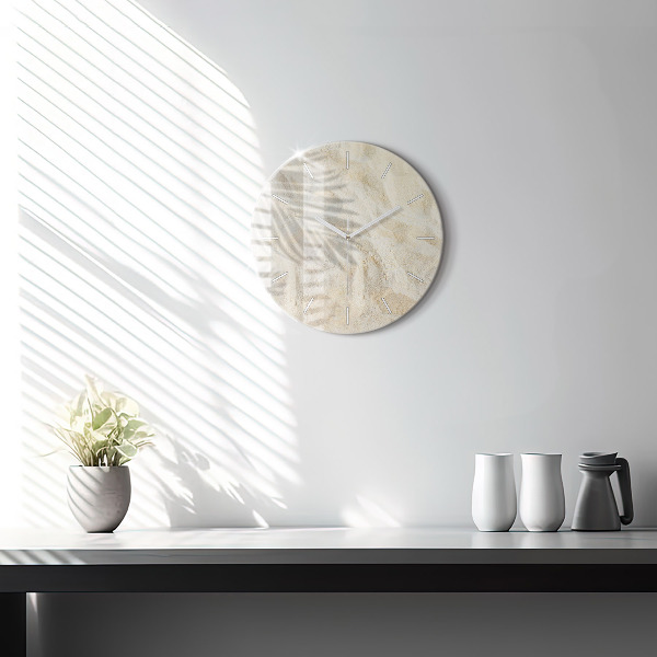 Orologio rotondo in vetro Sabbia ombra palma