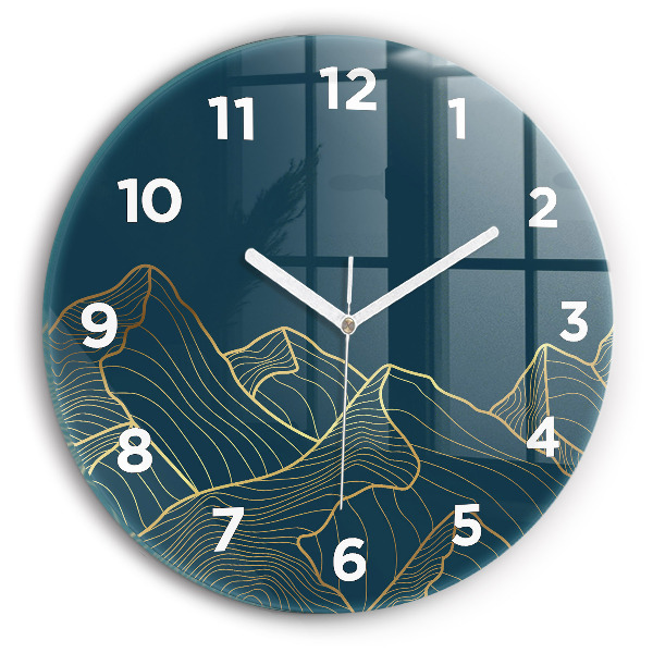 Orologio rotondo in vetro Schizzo delle montagne