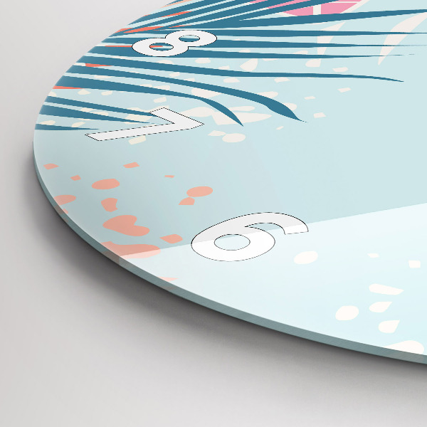 Orologio rotondo in vetro Foglie pastello – Tropici