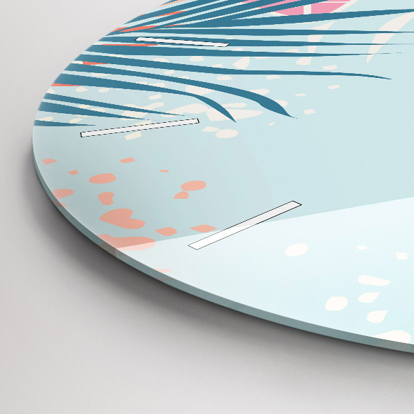 Orologio rotondo in vetro Foglie pastello – Tropici