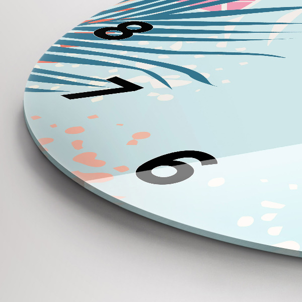 Orologio rotondo in vetro Foglie pastello – Tropici