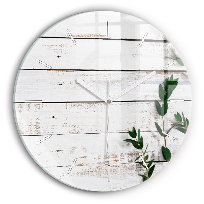 Orologio rotondo in vetro Tavole di legno chiaro