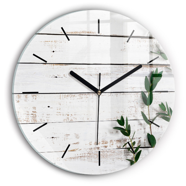 Orologio rotondo in vetro Tavole di legno chiaro