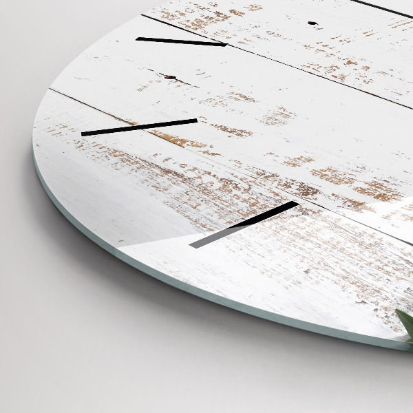 Orologio rotondo in vetro Tavole di legno chiaro