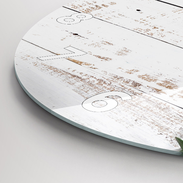 Orologio rotondo in vetro Tavole di legno chiaro