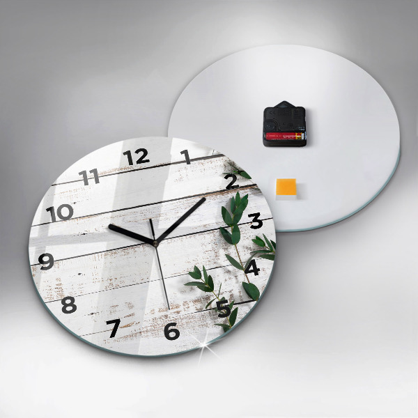 Orologio rotondo in vetro Tavole di legno chiaro