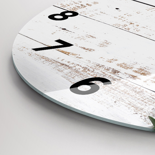 Orologio rotondo in vetro Tavole di legno chiaro