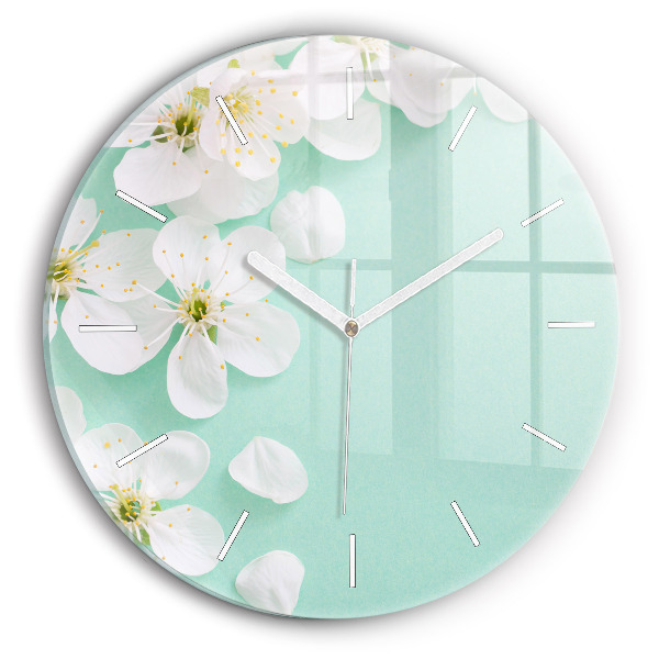 Orologio rotondo in vetro Fiori di melo in fiore