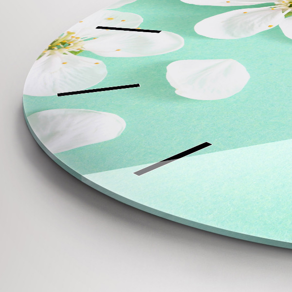 Orologio rotondo in vetro Fiori di melo in fiore