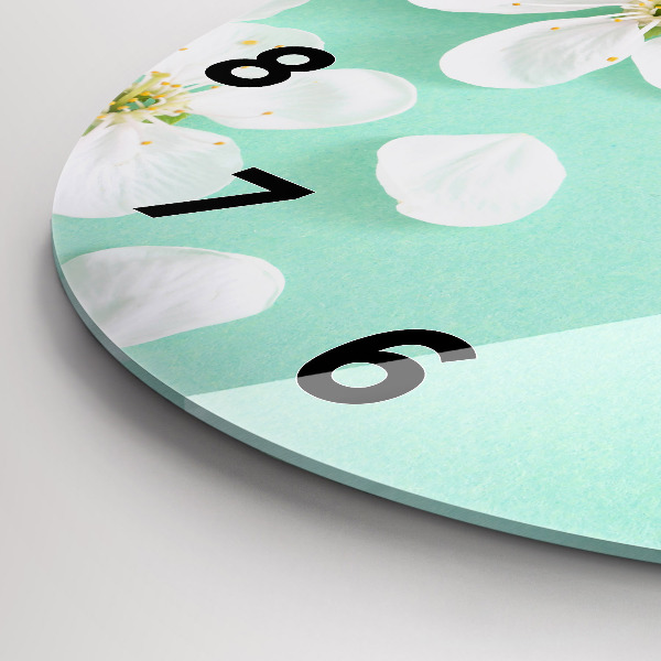 Orologio rotondo in vetro Fiori di melo in fiore
