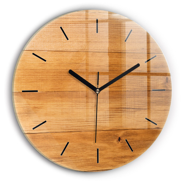 Orologio rotondo in vetro Tavole di legno