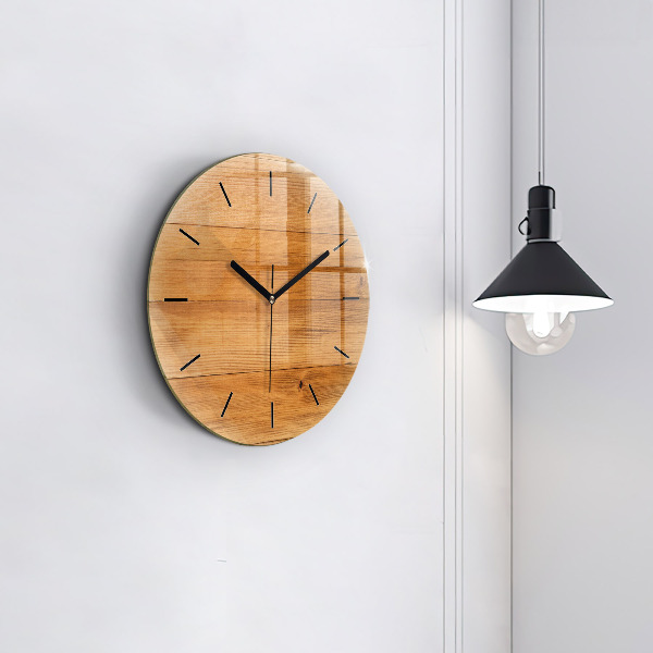Orologio rotondo in vetro Tavole di legno