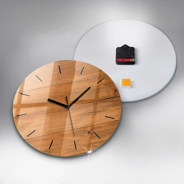 Orologio rotondo in vetro Tavole di legno