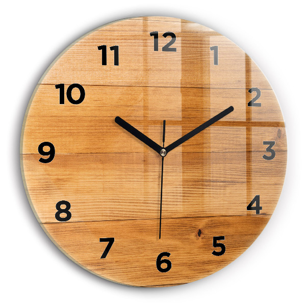 Orologio rotondo in vetro Tavole di legno