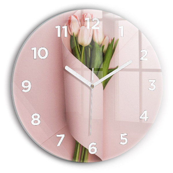Orologio rotondo in vetro Mazzo di fiori di tulipano