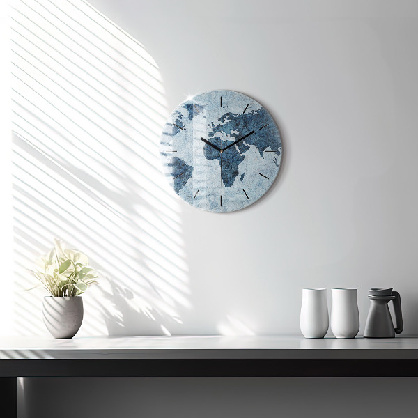 Orologio rotondo Mappa del mondo dipinta