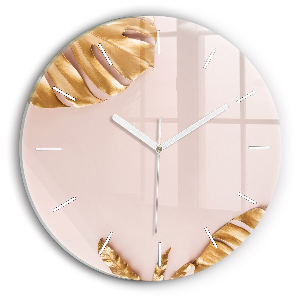 Orologio rotondo Foglie tropicali dorate