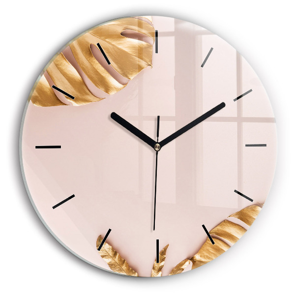 Orologio rotondo Foglie tropicali dorate
