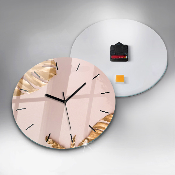 Orologio rotondo Foglie tropicali dorate