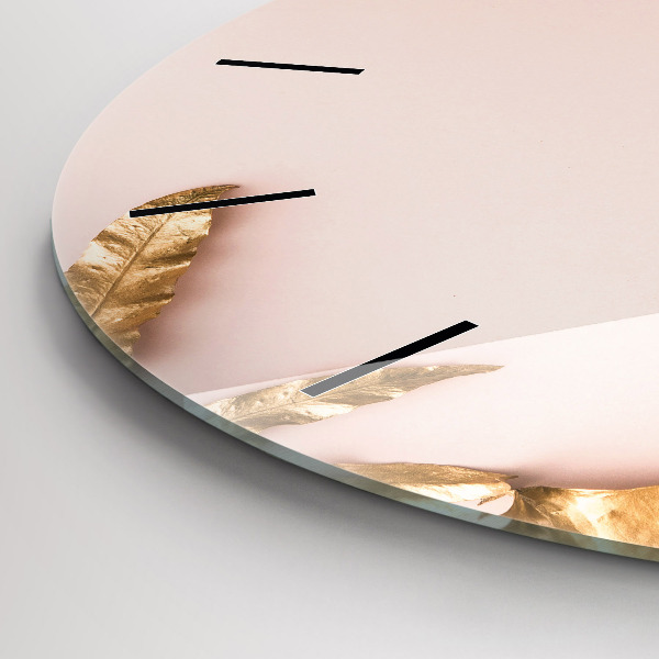 Orologio rotondo Foglie tropicali dorate