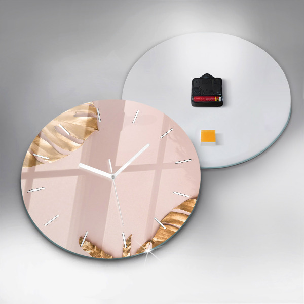 Orologio rotondo Foglie tropicali dorate